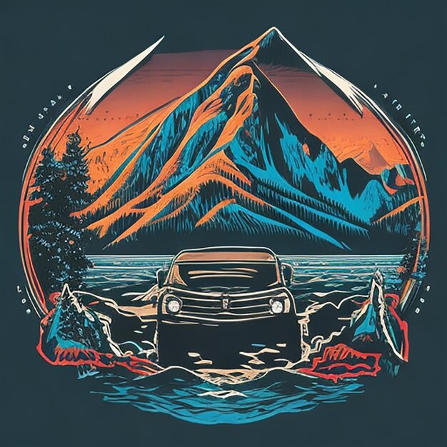 Bergauto Ai-Bild für T-Shirt-Design