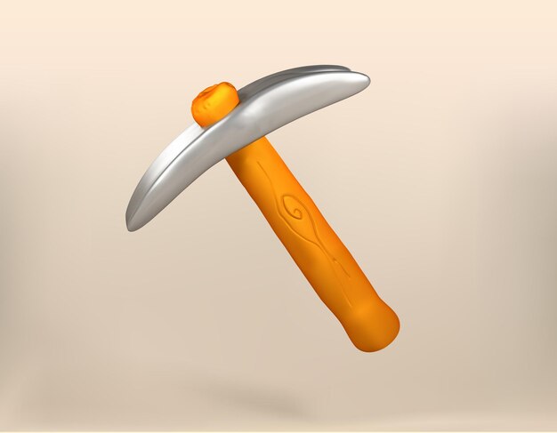 Bergbauhammervektor 3D-Symbol Bergbauhammer 3D-Illustration