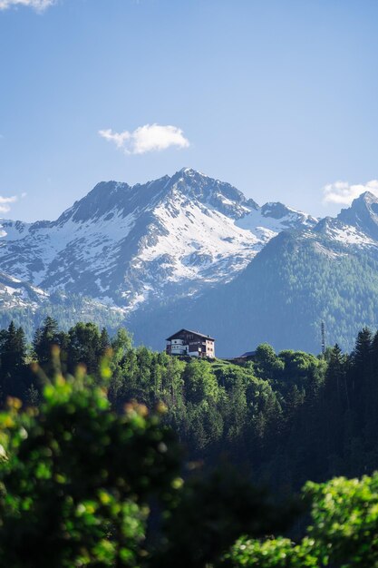 Bergblick Hintergrund grün weiß braun Wasser Himmel Matterhorn mit Schnee darauf