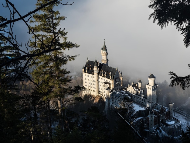 Bergburg im Nebel Burg über den Wolken