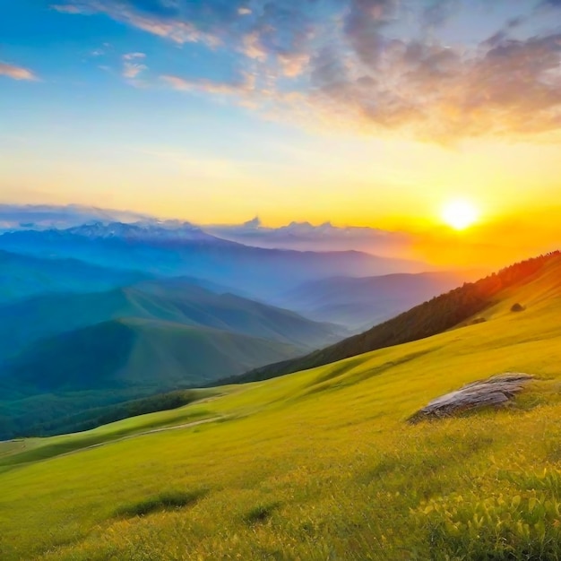 Berge beim Sonnenuntergang Schöne Naturlandschaft im Sommer