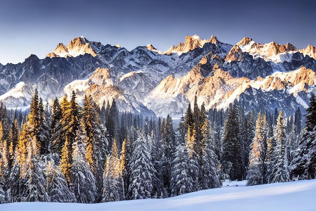 Berge im Winter Digitale Illustration