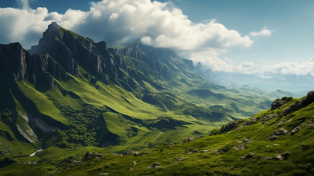 Berge mit schweren Wolken