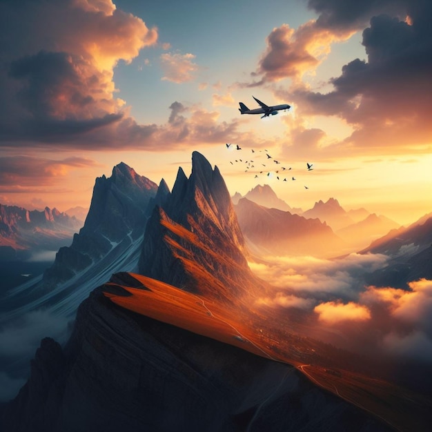 Berge und Himmel realistisches Foto