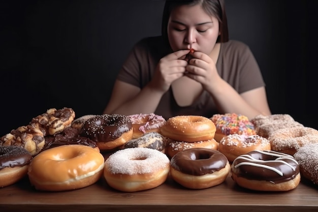 Übergewichtige Frau, die Junk Food isst