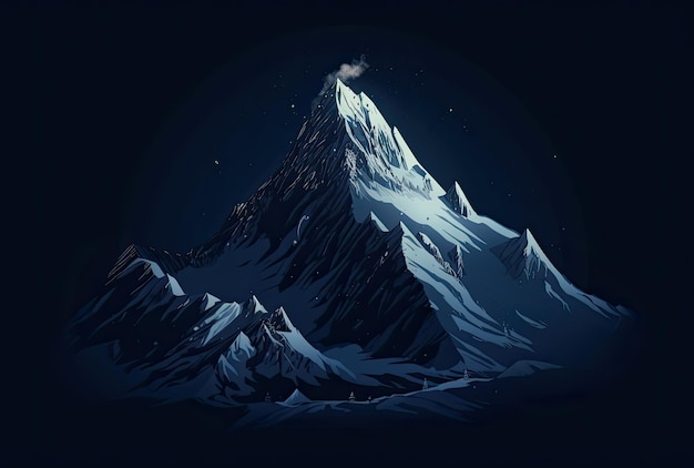 Berggipfel in der Nacht 3D-Illustration Computer-generiertes Bild