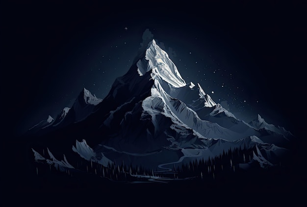 Berggipfel in der Nacht 3D-Illustration Computer-generiertes Bild