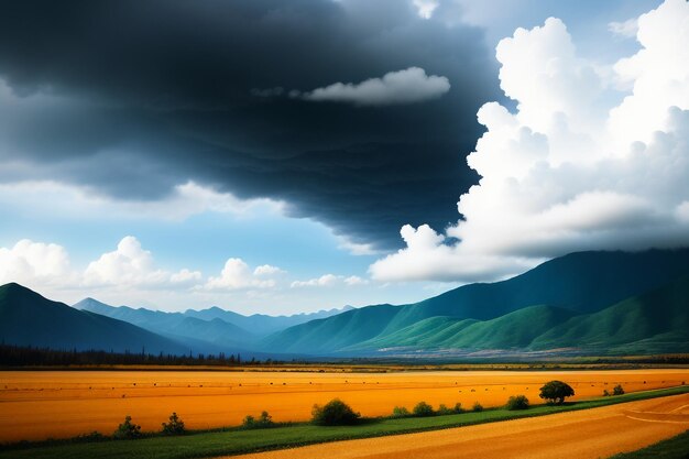 Berggipfel unter blauem Himmel und weißen Wolken, natürliche Landschaft, Hintergrundfotografie