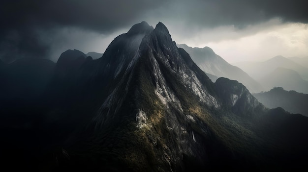 Berggipfellandschaft mit KI-Generation für filmische Beleuchtung