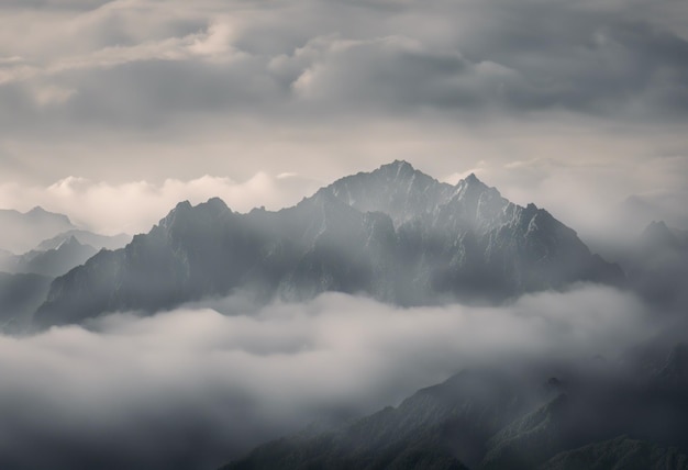 Bergkette in den Wolken