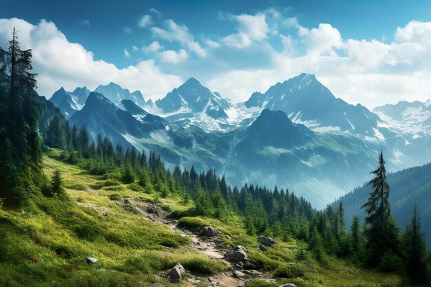 Bergkette mit blauem Himmel