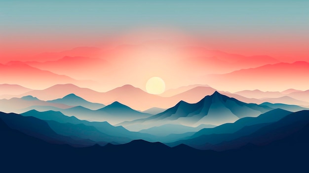 Berglandschaft bei Sonnenuntergang Vektorillustration für Ihr Design
