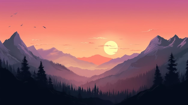 Berglandschaft beim Sonnenuntergang