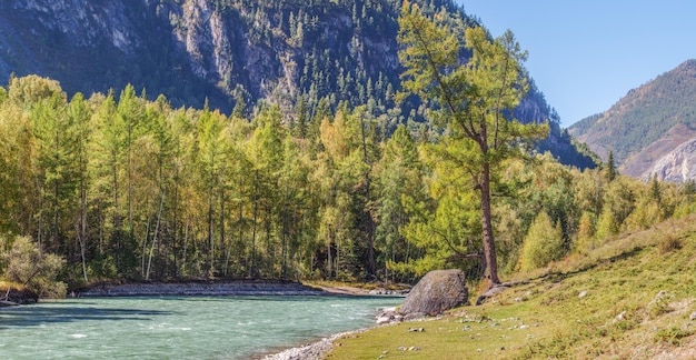 Berglandschaft Flusstal Herbsttag