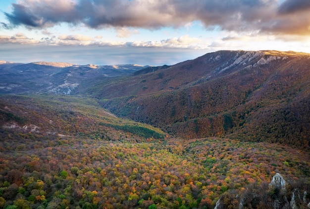 Berglandschaft mit bunten Bäumen im Herbst