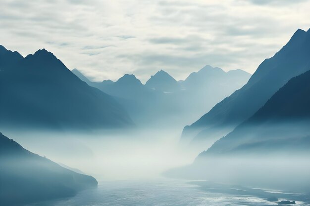 Berglandschaft mit Nebel Gipfel des Gebirges im Nebel