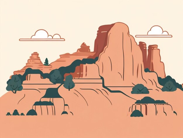 Bergpanorama in Sedona, Arizona Vektorillustration