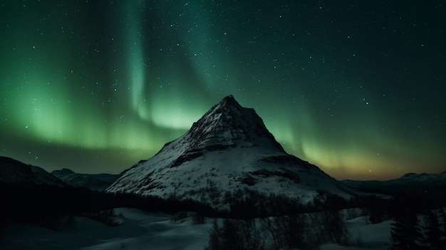 Bergsilhouette mit Aurora Borealis