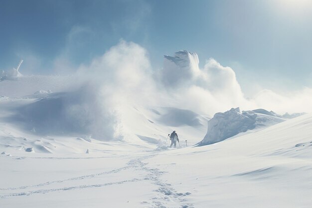 Bergsteiger navigieren auf einem steilen Schneefeld