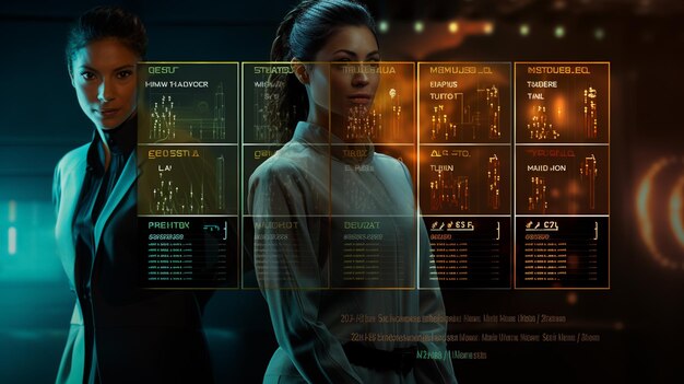 Berichterstattung über die Finanzdaten des Geschäftsbetriebs, die Bilanz und die Gewinn- und Verlustrechnung und das Diagramm als Fintech-Konzept Geschäftsmann, der mit einem virtuellen Dashboard arbeitet Computerbildschirm