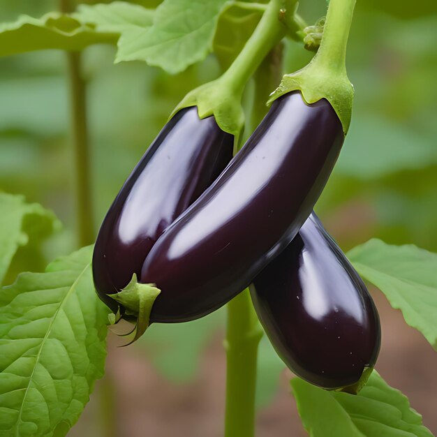 Foto berinjela numa planta com outros vegetais