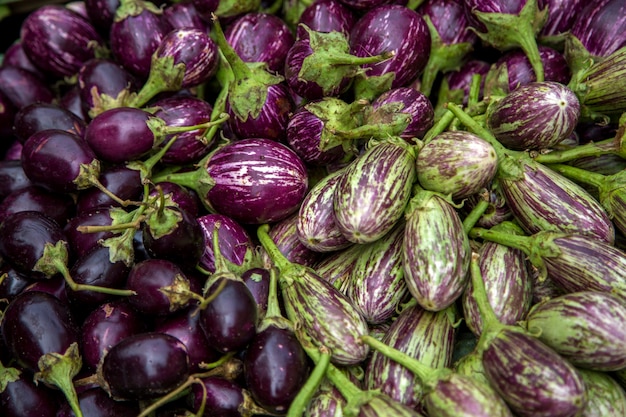 Berinjelas no mercado em Mumbai, na Índia