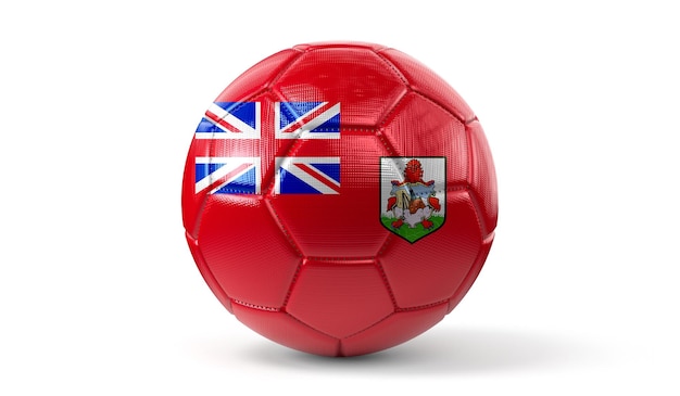 Bermudas bandera nacional en balón de fútbol ilustración 3D