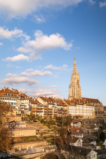 Foto berner münster an einem sonnigen tag