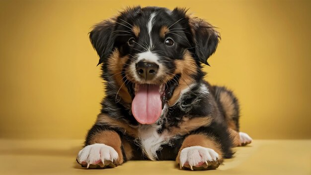 Berner sennenhund cachorro en el amarillo