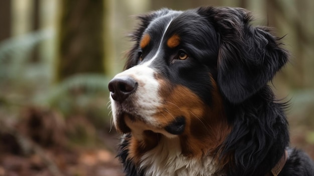 Berner Sennenhund im Wald