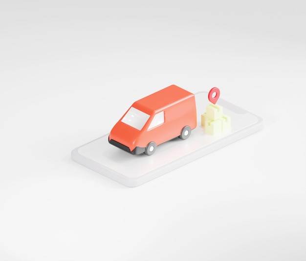 Überprüfung der Lieferservice-App auf dem Mobiltelefon in 3D-Rendering