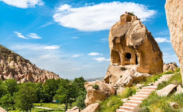 Überreste der Klosteranlage Zelve im Nationalpark Göreme. Kappadokien, Türkei