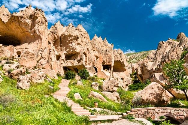 Überreste der Klosteranlage Zelve im Nationalpark Göreme. Kappadokien, Türkei