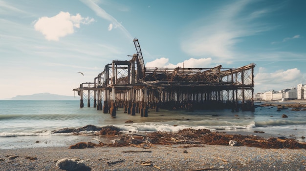 Überreste des Brighton Pier liegen im Meer