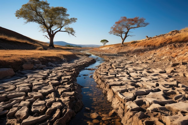 Überschwängliche Flüsse wurden durch Dürre erzeugende IA zu Wasserfilets reduziert