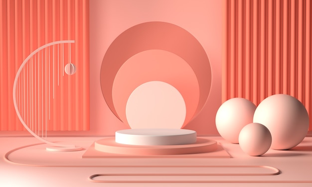 Übertragen Sie Bild der abstrakten rosa Farbgeometrischen Podiumanzeige oder -schaukasten