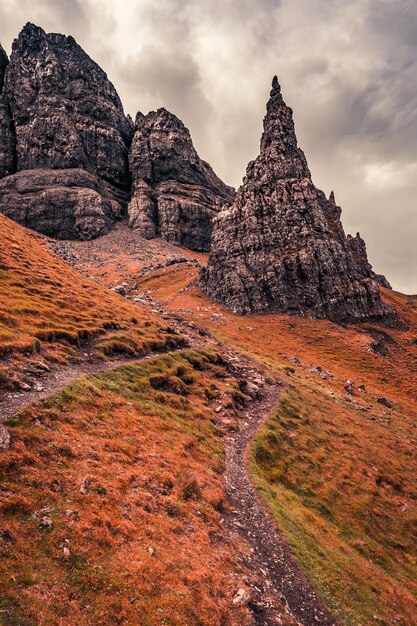 Berühmte Aussicht auf Old Man of Storr Scotland UK