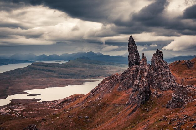 Berühmte Aussicht auf Old Man of Storr Skye