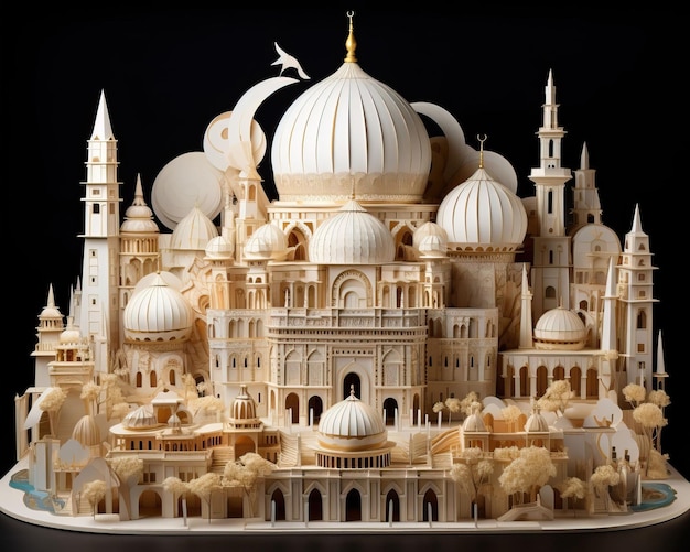 Berühmte Wahrzeichen mit 3D-Papierskulpturen, die die architektonischen Wunder einfangen