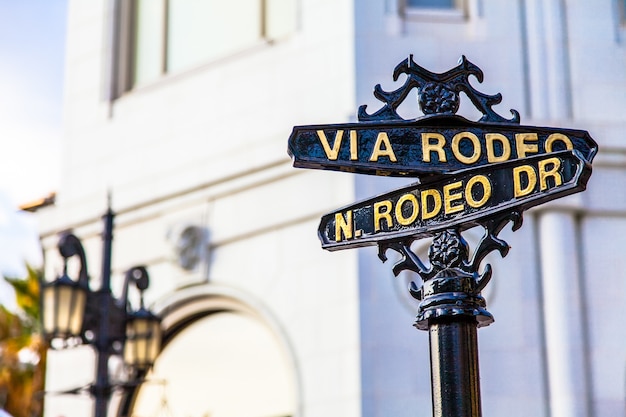 Berühmter Steetsigh von Rodeo Dr in Los Angeles, dem Luxusblock