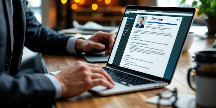 Foto beruflicher lebenslauf auf dem laptop für eine bewerbung