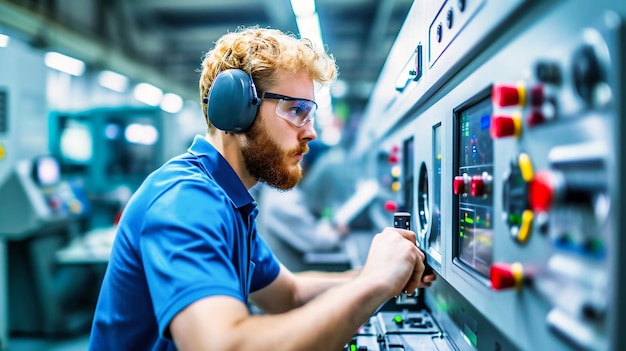 Beruflicher Techniker, der Industriemaschinenbetrieb betreibt, Fachwissen in der Fabrik