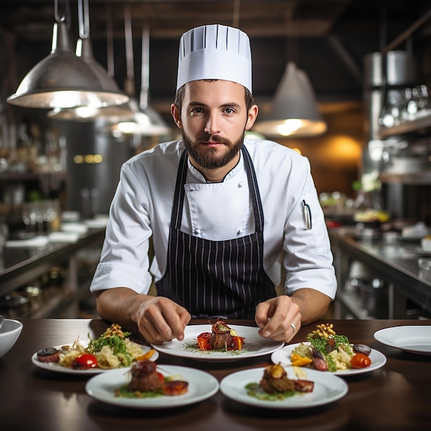 Berufskoch-Arbeitsplatz in der Küche eines Restaurants Nahaufsicht auf einen Mann, der mit der Hand Suppe rührt