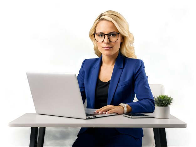 Foto berufstätige oder geschäftsfrau mit laptop