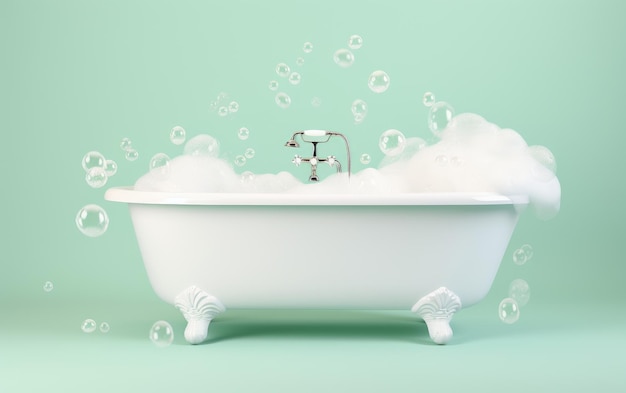 Beruhigende Suds Vintage Badewanne Szene Generative KI