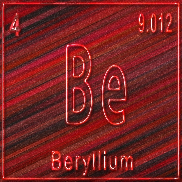 Beryllium chemisches Element, Zeichen mit Ordnungszahl und Atomgewicht, Element des Periodensystems