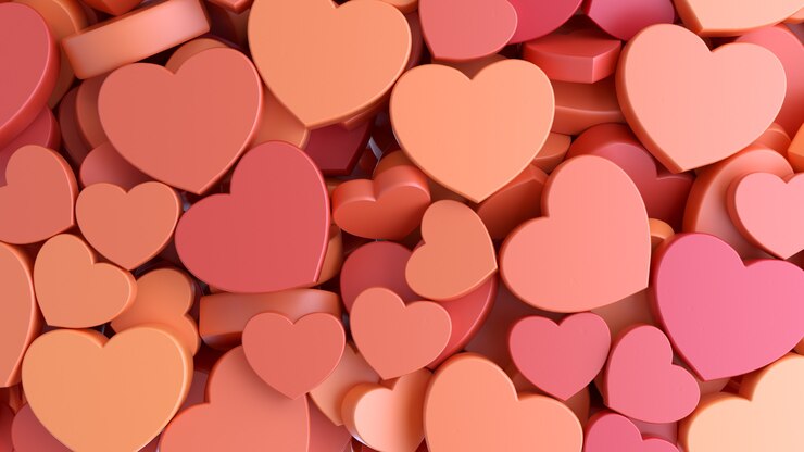 Foto beschaffenheitshintergrund des nahtlosen musters des feiertags valentinstags mit roten herzen. 3d-rendering.