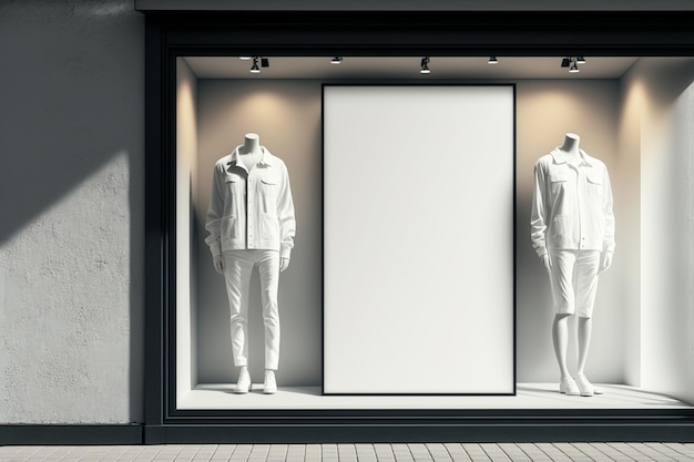Beschilderung in einem Bekleidungsgeschäft leere vertikale Werbetafel in einem modernen Einkaufszentrum