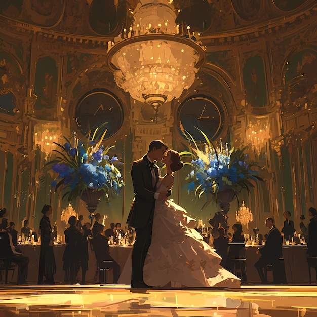 El beso de la celebración de la boda