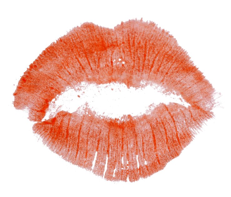 Foto beso de lápiz labial aislado en blanco